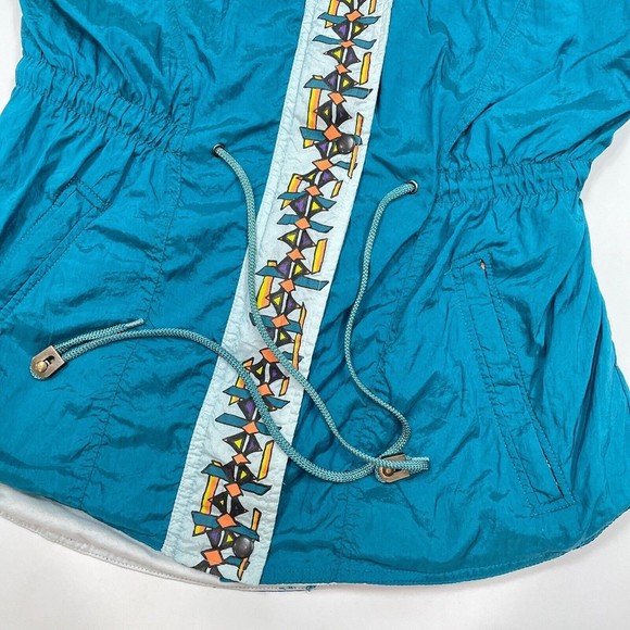 Vintage K Swiss Jacket Women Size Medium Teal Full Zip Retro 80s 90s Windbreaker - Picture 5 of 15
